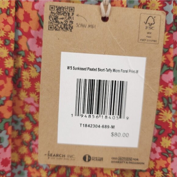 NWT TOAD & CO Sunkissed Pleated Skort Taffy Floral Print Size MEDIUM - Picture 4 of 7